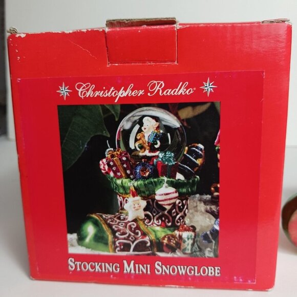 Christopher Radko Stocking Mini Snowglobe Christmas 4 x 4 Presents Santa Claus - Picture 10 of 12